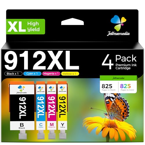 912XL Multipack Kompatibel für HP 912 Druckerpatronen für HP 912XL Patronen für OfficeJet Pro 8022 8020 8023 8024 8025 HP OfficeJet Pro 8010 8012 8014 8015 (4er-Pack, Schwarz, Cyan, Magenta, Gelb)