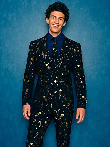 Opposuits Fireworks Suit - US36, Includes Matching Blazer Jacket, Pants & Tie | Slim Fit Ugly Fancy Dress Outfits | New Years Outfit, Office Party, Christmas, Firework Display & Celebration Gatherings - Thumbnail 5