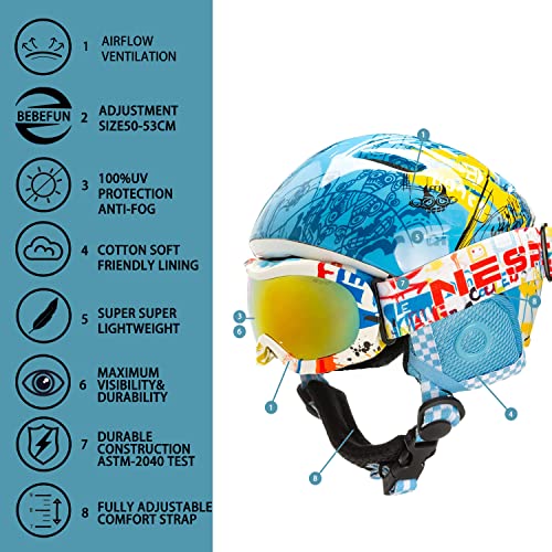 Bebefun Toddler And Kids Ski Helmet Snowboard Helmet Sled Helmet Sled Ultra Lightweight Small Size For 2-6 Years Kids Astm Certified C/O Goggles #TOP6
