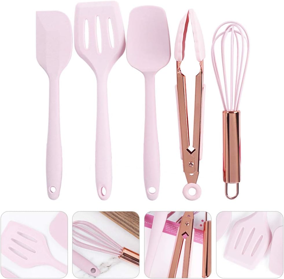 5pcs Silicone Baking Tools Boy Girl Food-grade Scrapers Whisk and Clips for Cake Bread Making Safe Multi-functional Kitchen Utensils