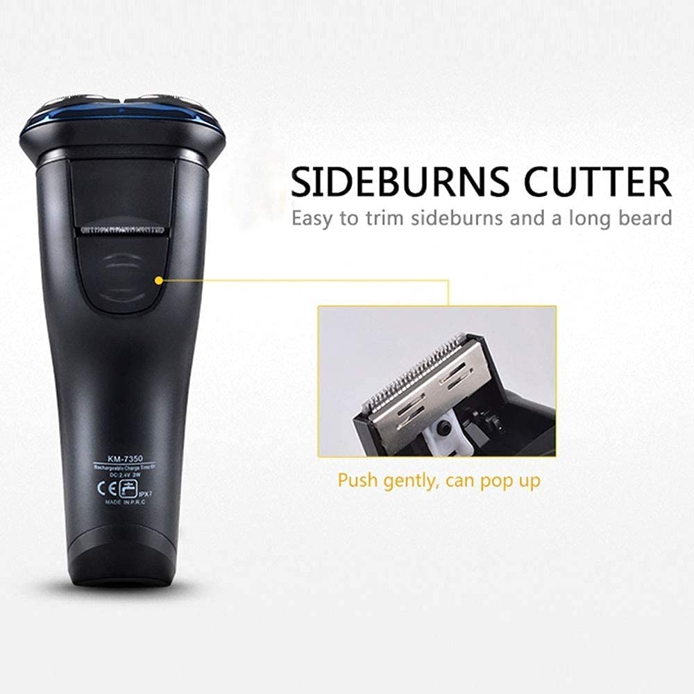 Rasoio Elettrico, Rasoio Elettrico Ricaricabile con Trimmer Pop-up, rasoi Impermeabili IPX7 RABAVERS RICARABILE 3D Rasoio Rotante Rasoio