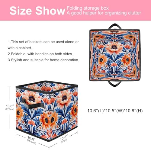 Boîte de rangement pliable premium avec de belles fleurs motif durable - 3