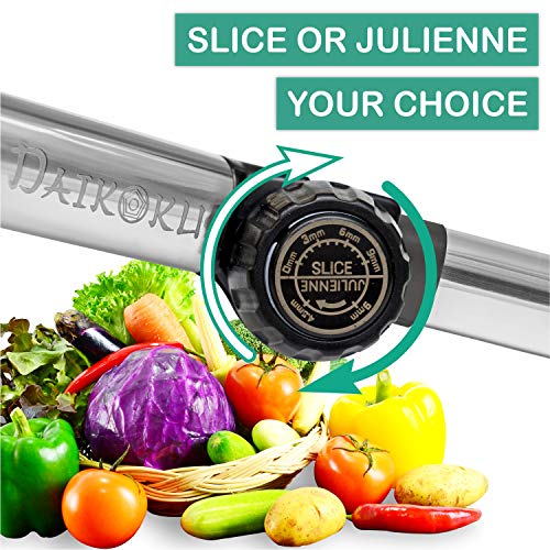 Adjustable Manual Mandoline Slicer Stainless Steel - Kitchen Food Cutter and Chopper For Vegetable Julienne Zucchini and Fruit. Chip from Potato and Onion - Food Grater with Pair Cut-Resistant Gloves
