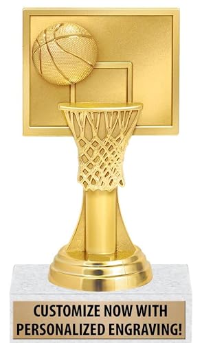 Crown Awards 6" Basketball Slam Dunk Trophy On White Marble Base, Basketball Slam Dunk Award with Custom Engraving 50 Pack Prime