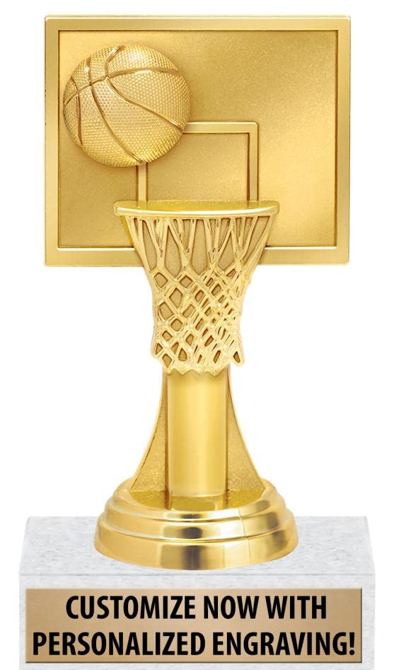 Crown Awards 6" Basketball Slam Dunk Trophy On White Marble Base, Basketball Slam Dunk Award with Custom Engraving