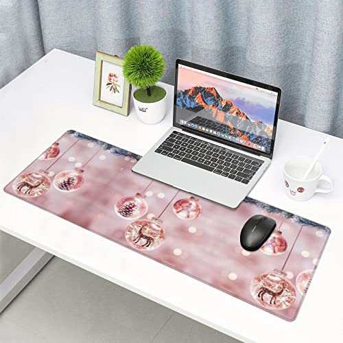 Tapis de souris imperméable grand format et lavable pour bureau rose