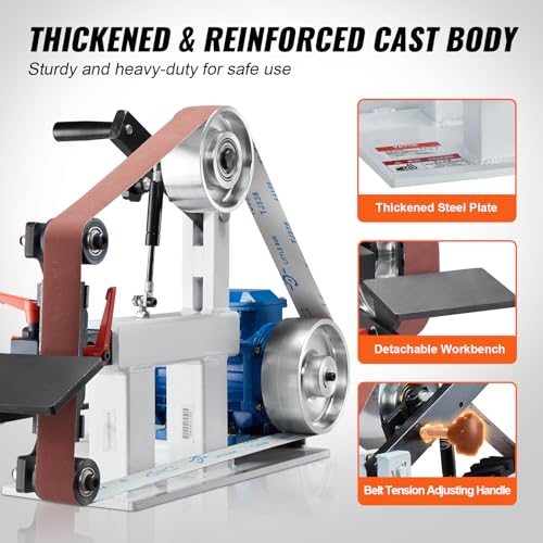 VEVOR Belt Grinder Sander, 72 x 2-Inch Variable Speed Belt Polisher with VFD, 1500W 2HP Polishing Grinding Machine with 3 Grinding Moulds & 3PCS Sanding Belts for Metalworking, Knife Making thumbnail 6