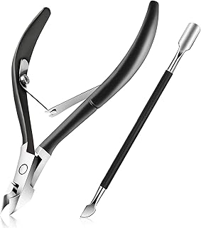 Cuticle Trimmer with Cuticle Pusher, Easkep Cuticle Remover Cuticle Nipper Professional Stainless Steel Cuticle Cutter Clipper Pedicure Manicure Tools for Fingernails and Toenails (D501-Black)