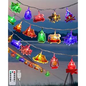 AceList 20 LED Camping String Lights – Battery and USB Operated, Mini Kerosene Waterproof Outdoor String Lights Perfect for Camping Decorations, Outdoor, Christmas, Party and Classroom(Color)