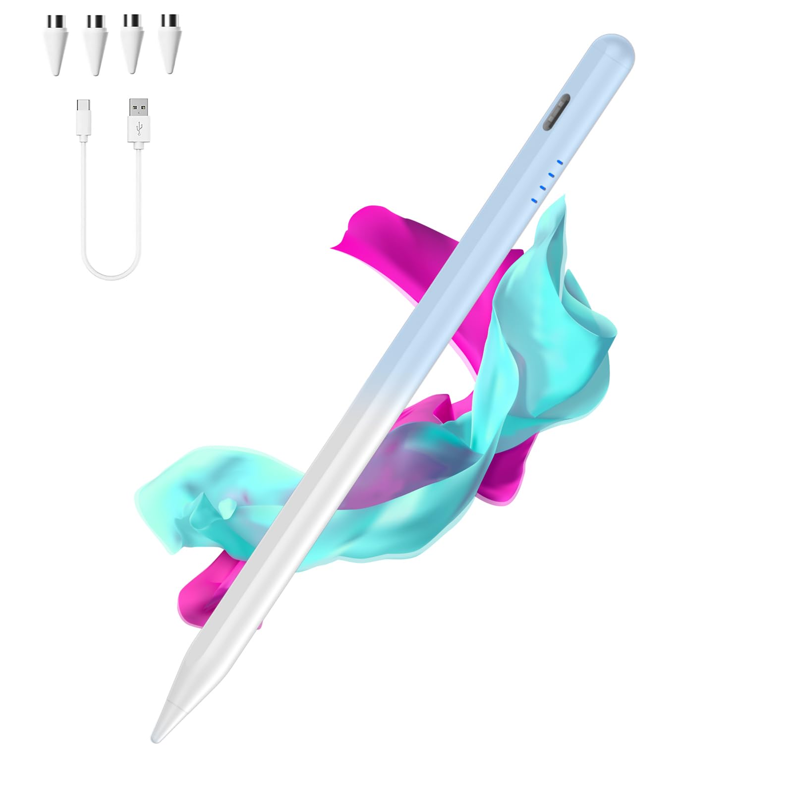 2-in-1-Eingabestift für Touchscreens, hohe Empfindlichkeit und Präzision, iPad-Stift mit 8 zusätzlichen Spitzen, Eingabestift für iPhone, kompatibel mit Allen Touchscreen