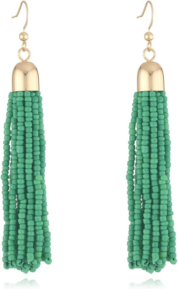 Handmade Beaded Tassel Earrings - Boho Drop Fringe Earrings for Women, Native American Indian Earrings - Image 7