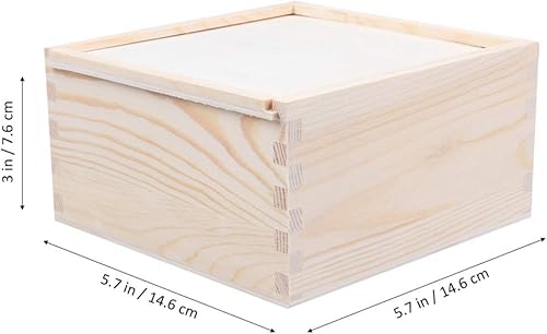 Miniatura 7 de 1 caja con tapas deslizantes, cajas de madera decorativas, caja de almacenamiento de madera sin terminar para fiesta de cumpleaños (15 x 15 x 8)