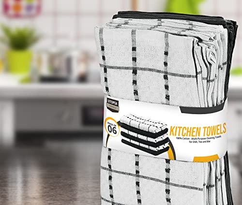 Utopia Towels -6 Kitchen Towels Set - 38 x 64 cm - 100% Ring Spun Cotton Super Soft and Absorbent Dish Towels, Tea Towels and Bar Towels (Black) - Image 7
