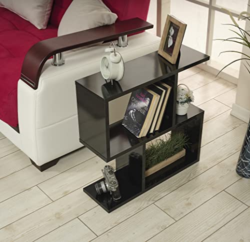 Ht Design Alfa Rectangle 4 Shelves End Table, Narrow Chairside Table, 23 Inch Skinny End Table For Living Rooms, Black #TOP2