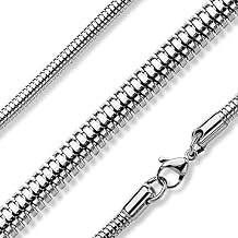 Womens Silver Stainless Steel Snake Serpentine Chain Necklace 2.5mm-4mm 18 inch