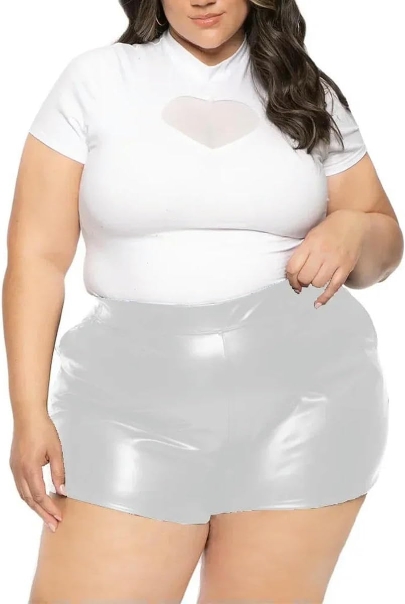 Womens Faux Leather Shorts PU High Waist Female Party Clubwear Customizable