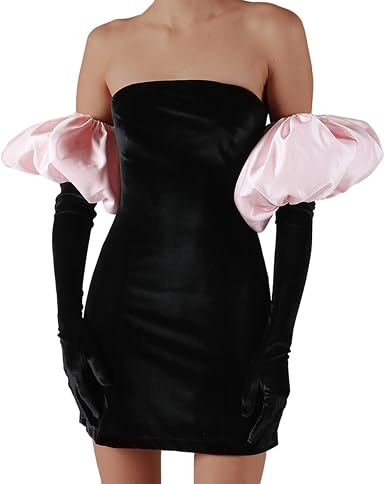 Puff Sleeve Bodycon Velvet Dress 