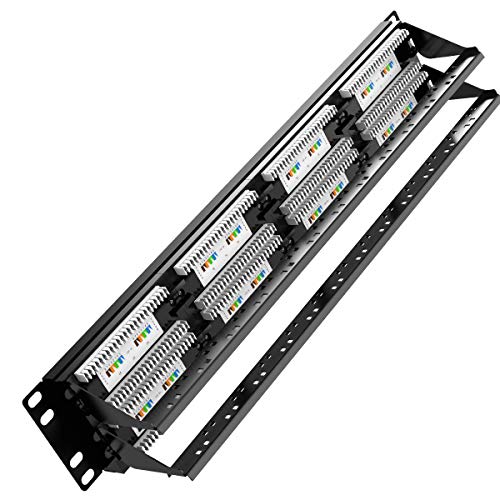 image for AMPCOM Premium Series CAT5/5e 48 Ports Patch Panel, Rack Mount - 2U, 1