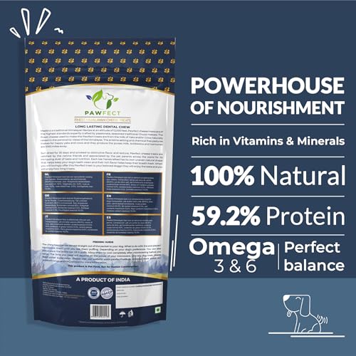 Image of Pawfect Himalayan Yak Cheese Chews for Large Dogs - 100% Natural, Long-Lasting Cheese Bone - Rich in Protein & Calcium - Daily Dental Treat- Plaque Off & Tartar Control- Pouch of 1 (140g /4.94oz)