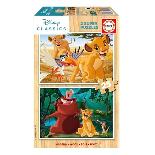 Educa - El Rey León | Set de 2 Puzzles Infantiles de Madera con 25 Piezas Cada uno. Medidas: 26 x 18 cm. Recomendados a Partir de 4 años (19960)