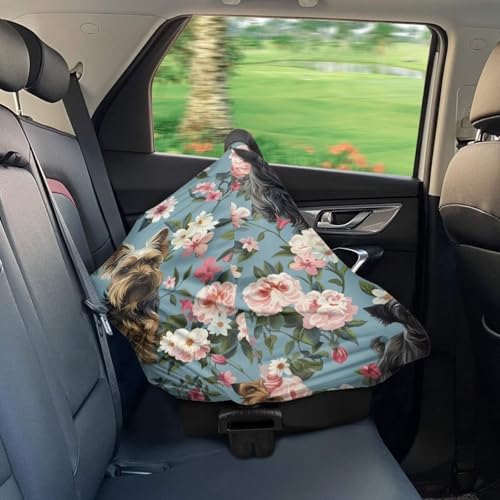 Image of Youngerbaby Dog Flower Car Seat Canopy Nursing Cover Multi Use Baby Stroller and Carseat Cover Breastfeeding Nursing Covers