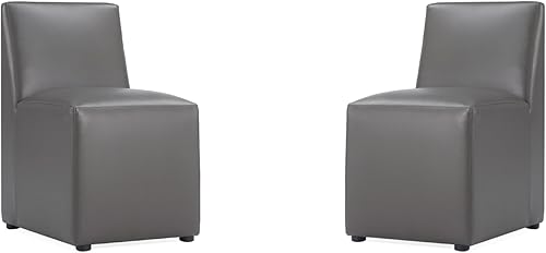 Miniatura 13 de Manhattan Comfort Anna - Silla cuadrada moderna de comedor con brazos, tapizada de piel sintética de la cabeza a los pies con relleno de plástico