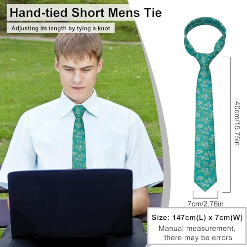 Image of Luckyvestir Mens Ties, Sage /Dusty Blue /Pink Floral Ties for Men, 2.76 inch Cotton Flower Necktie for Wedding /Groomsmen /Party