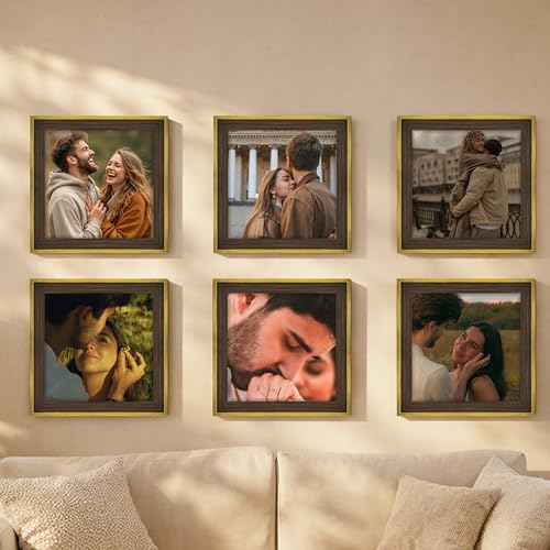 Image of Art Street Luxury Photo Frame for living room, Modern Step Design Photo Frames for Photograph, Art Work, Kids Room Set of 6 (10x10 Inch, Gold)