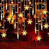94 LED 1.8m Schneeflocke Lichterketten Warmweiß, Lichtervorhang Lichter Weihnachtsbeleuchtung mit 8 Modi und Timer für Weihnachten,Hochzeit, Garten,Geburtstagsfeiern, DIY Haus Mantel Dekoration
