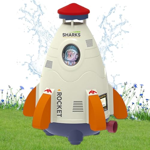 Rociador de agua de cohetes, rociador de jardín de cohetes, Juguete de rocket de espacio al aire libre de dibujos animados para niños, Patio de la piscina del jardín del jardín del jardín para la dive