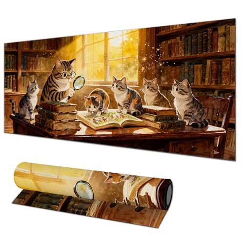 Tapis de souris XL 80 x 30 cm grand format illustration chat