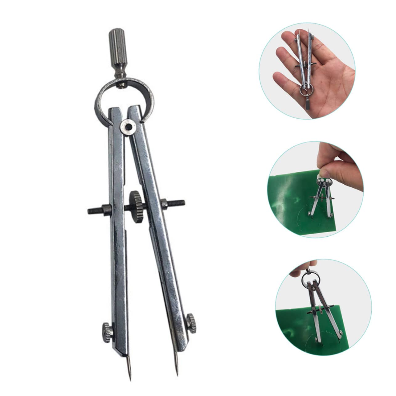 Lurrose 4 Pièces boussoles compas scolaire compas de charpentier boussole pour les maths rapporteur et boussole outils de dessin de boussole outil de dessin de cercle Acier inoxydable