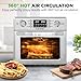 NutriChef 26QT Air Fryer Oven | Countertop Convection Toaster & Air Fryer | 360° Rotisserie Feature | 10 Digital Presets | Includes Drip Tray, Air Frying Basket & Bake Rack 15x16x14 | Stainless Steel