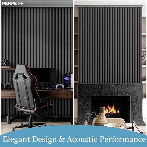 Wood Slat Acoustic Panels 2-Piece, 94” x 11” Acoustic Wall Panels, Soundproof Wooden Wall Panels, 3D Fluted Wood Panels for Living Room Bedroom Office Wall Decor — view 5