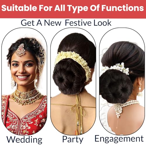Image of TEMPERIA Hair Buns for Women - Juda Accessories For Women - Hair Buns Clip - Artificial False Fake Hair Donuts Bun Maker Extension - Brown - Pack of 1