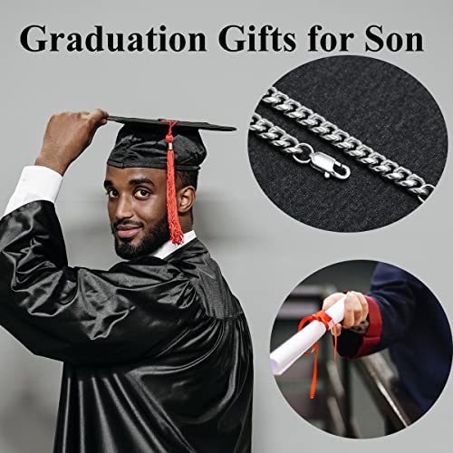 Joycuff Graduation Gifts For Him 2023 Cuban Link Chain For Men Son Gifts From Mom Dad 6Mm Cuban Necklace Stainless Steel Silver Chain Hip Hop Jewelry Inspirational Graduation Gifts 2023 High School #TOP2