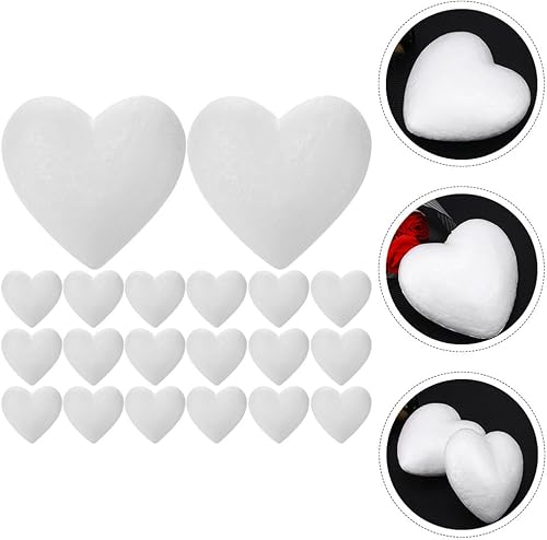 Miniatura 3 de Paquete de 20 corazones de espuma de poliestireno blanco – Espuma para manualidades en forma de corazón para bricolaje, Navidad, boda, decoración
