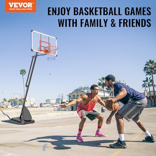 Image of VEVOR Basketball Hoop, Basketball Hoop 44 48 50 54 Inchs PC Backboard, 4.4-10FT Height Adjustable, Basketball Portable Hoop& Goal, Indoor /Outdoor Classic Basketball Court, Teen Adult School Park