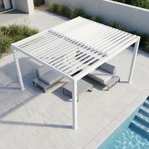 Domi 10x10 Matte White Louvered Pergola