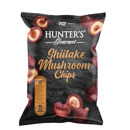 Hunters Gourmet Shiitake Mushroom Chips 55g Vegan Msg & Gluten Free No Artificial Ingredients
