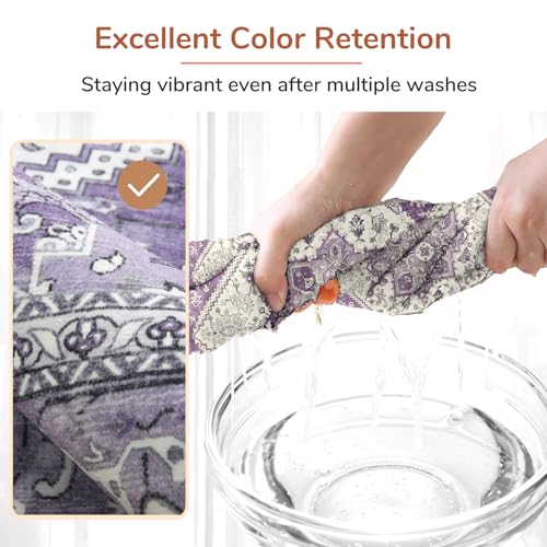 OPPODREAM Soft Area Rugs 9x12 Living Room, Washable Rugs 9x12 with Non Slip Backing, Faux Cashmere Low-Pile 9 x 12 Carpet, Purple