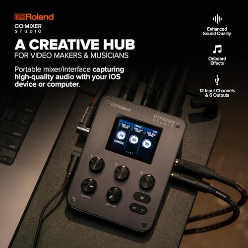 Roland GO:MIXER STUDIO | Portable Multi-Channel Mixer & Audio Interface | Perfect for Content Creators & Musicians | Studio-Grade Audio Quality | Onboard FX - View 4