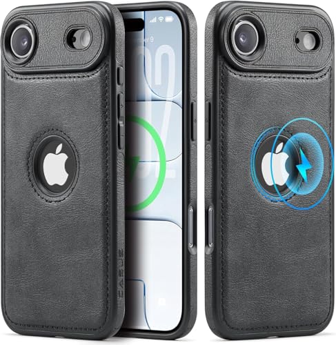 Protection iPhone 17 Air cuir noir : coque mince antichoc de 6,9 pouces compatible MagSafe