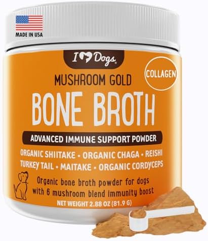 iHeartDogs Bone Broth & Collagen for Dogs - Bone Broth & Mushroom...