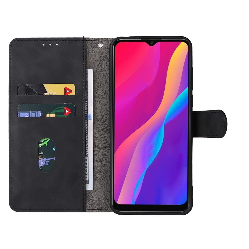 For TCL 30 SE / 30E / 305 / 306 Iprinted Triangle Pattern PU Leather Wallet Flip Cover Stand Agnetic Closure Folio Case With Wrist Strap - Black