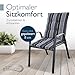 Beautissu 4er Set Premium Niedriglehner Auflage Gartenstuhl 100x50cm Sun-NL – 8cm Dick Polster Gartenstuhlauflage rutschfest Befestigungsbänder UV-Lichtechtheit 5 – Robust Stoff Anthrazit Gestreift