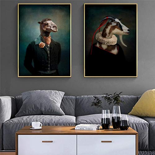 Peintures sur toile classiques et art mural de chèvre en costume, décoration murale maison 40x50cm