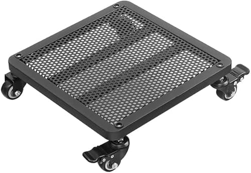 MANGGUO Quadrat Metall Pflanzenroller Outdoor mit Bremse, Blumenroller Außenbereich und Innenbereich, Pflanzenroller mit Softrollen für Parkett, Schwerlast,Schwarz, (40 * 40cm)