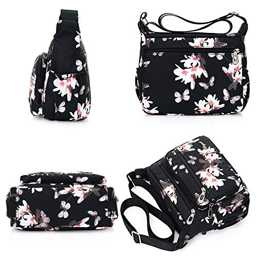 Womens Nylon Floral Shoulder Bag Crossbody Bag Messenger Bags Travel Handbags With Adjustable Strap Waterproof2