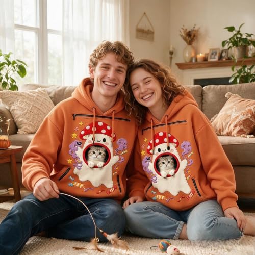 Halloween Pet Pouch Hoodie for Women Men Cat Dog Holder Pullover Sweatshirt - image 2